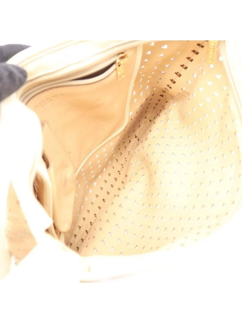 Loewe Shoulder Bag Perforated Brown Ivory Suede Leather Anagram